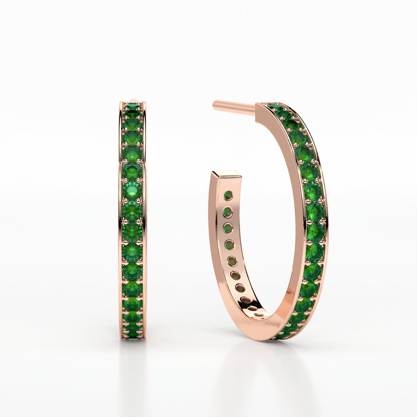 EMERALD SMALL HOOP PAVE EARRINGS