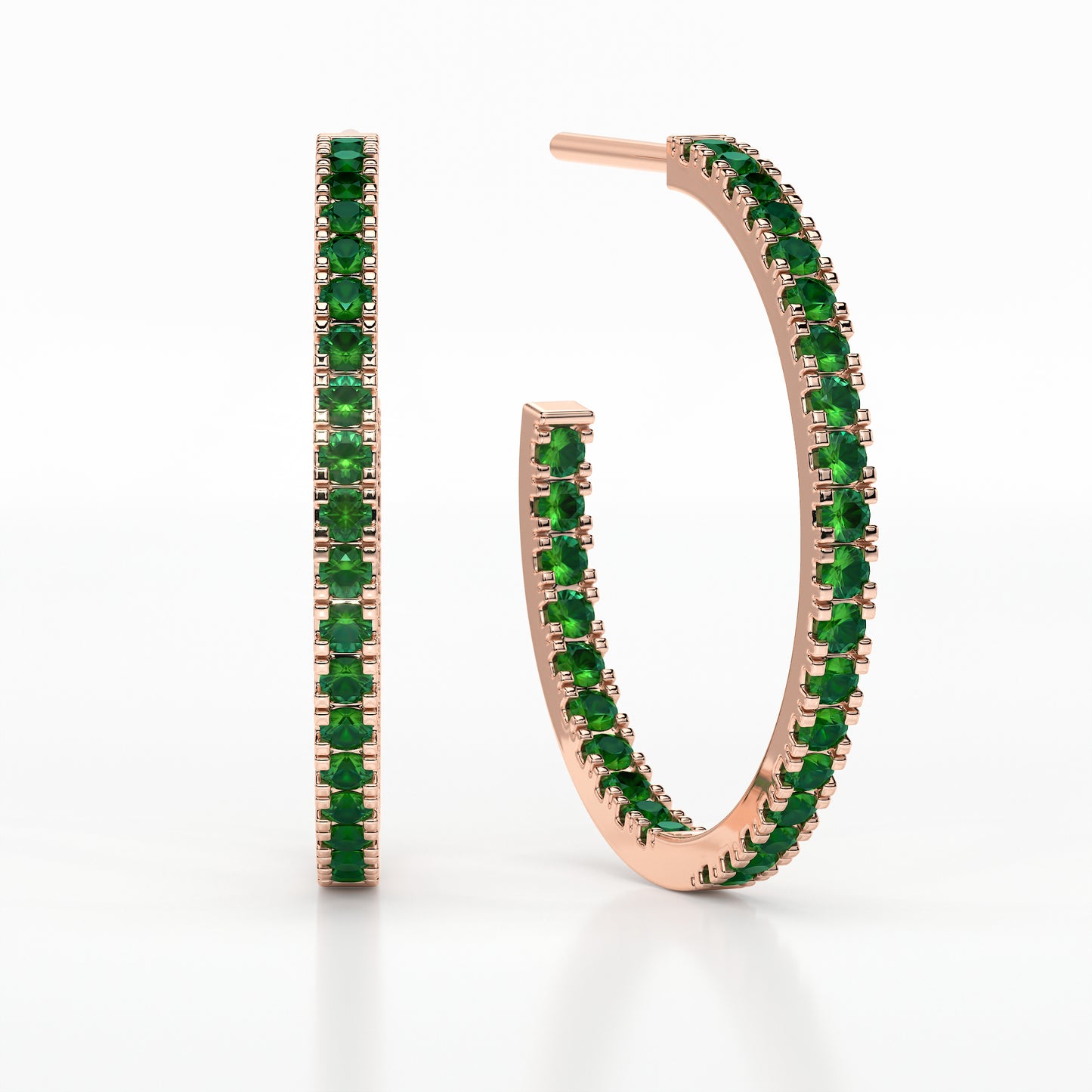 EMERALD MEDIUM HOOP CASTLE EARRINGS