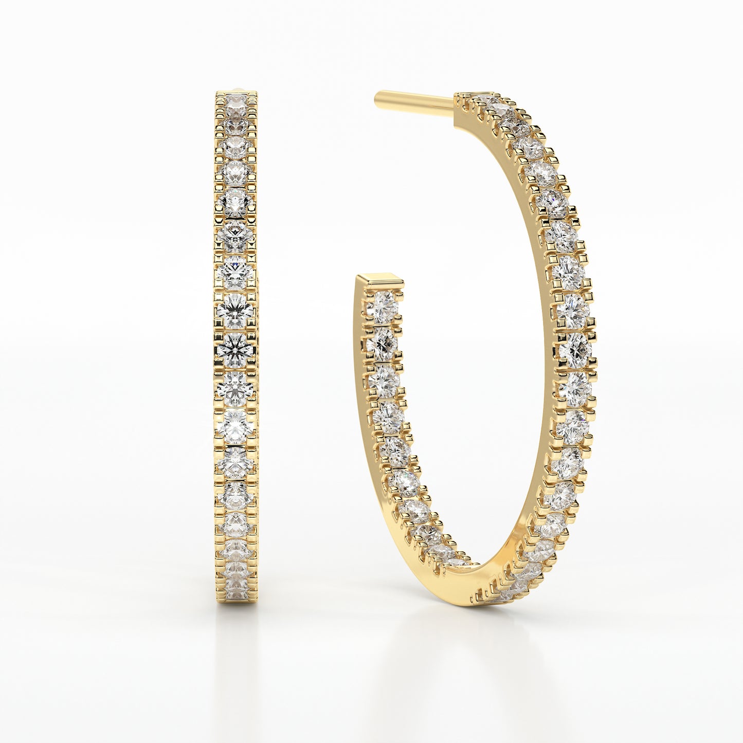 DIAMOND MEDIUM HOOP CASTLE EARRINGS