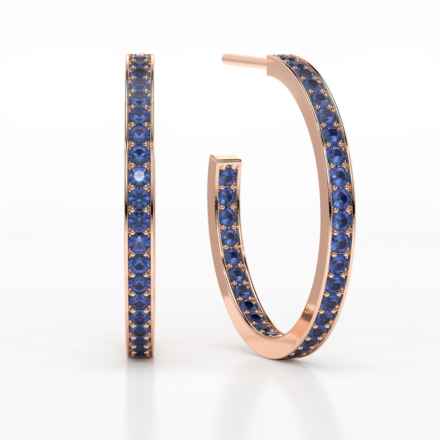 SAPPHIRE MEDIUM HOOP PAVE EARRINGS