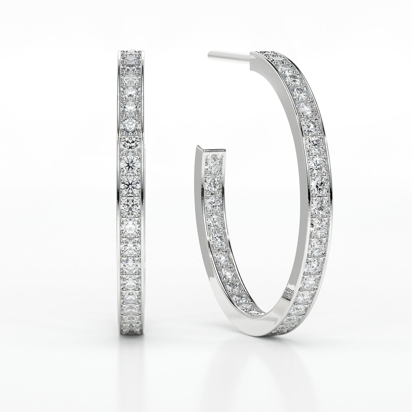 DIAMOND MEDIUM HOOP PAVE EARRINGS