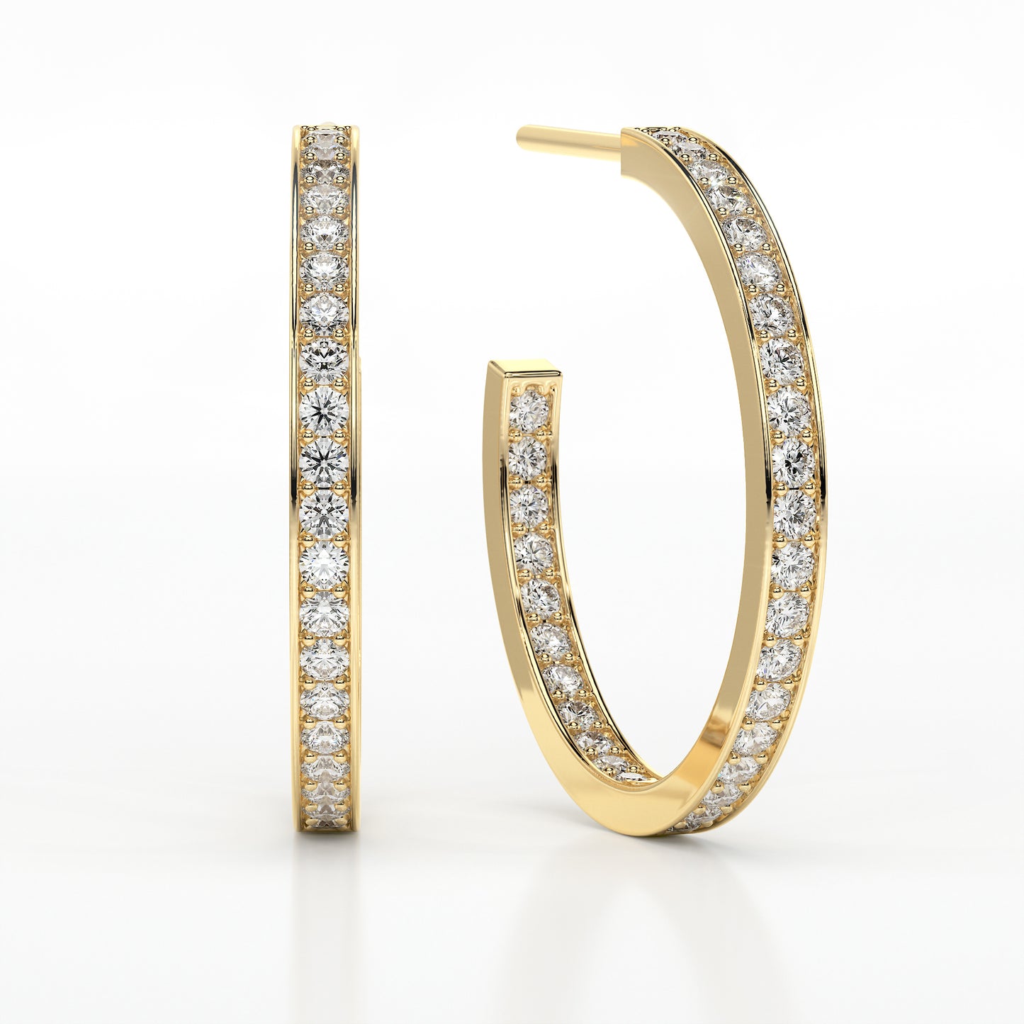 DIAMOND MEDIUM HOOP PAVE EARRINGS