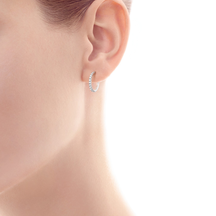 DIAMOND SMALL HOOP PAVE EARRINGS