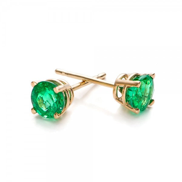 EMERALD ROUND STUDS EARRINGS