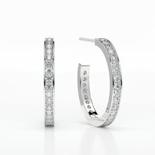 Load image into Gallery viewer, DIAMOND SMALL HOOP  PAVE EARRINGS
