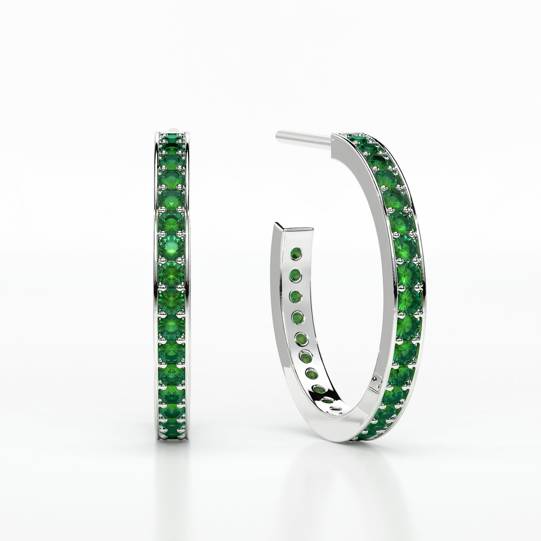 EMERALD SMALL HOOP PAVE EARRINGS