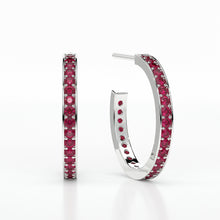 Load image into Gallery viewer, RUBY SMALL HOOP PAVE EARRINGS
