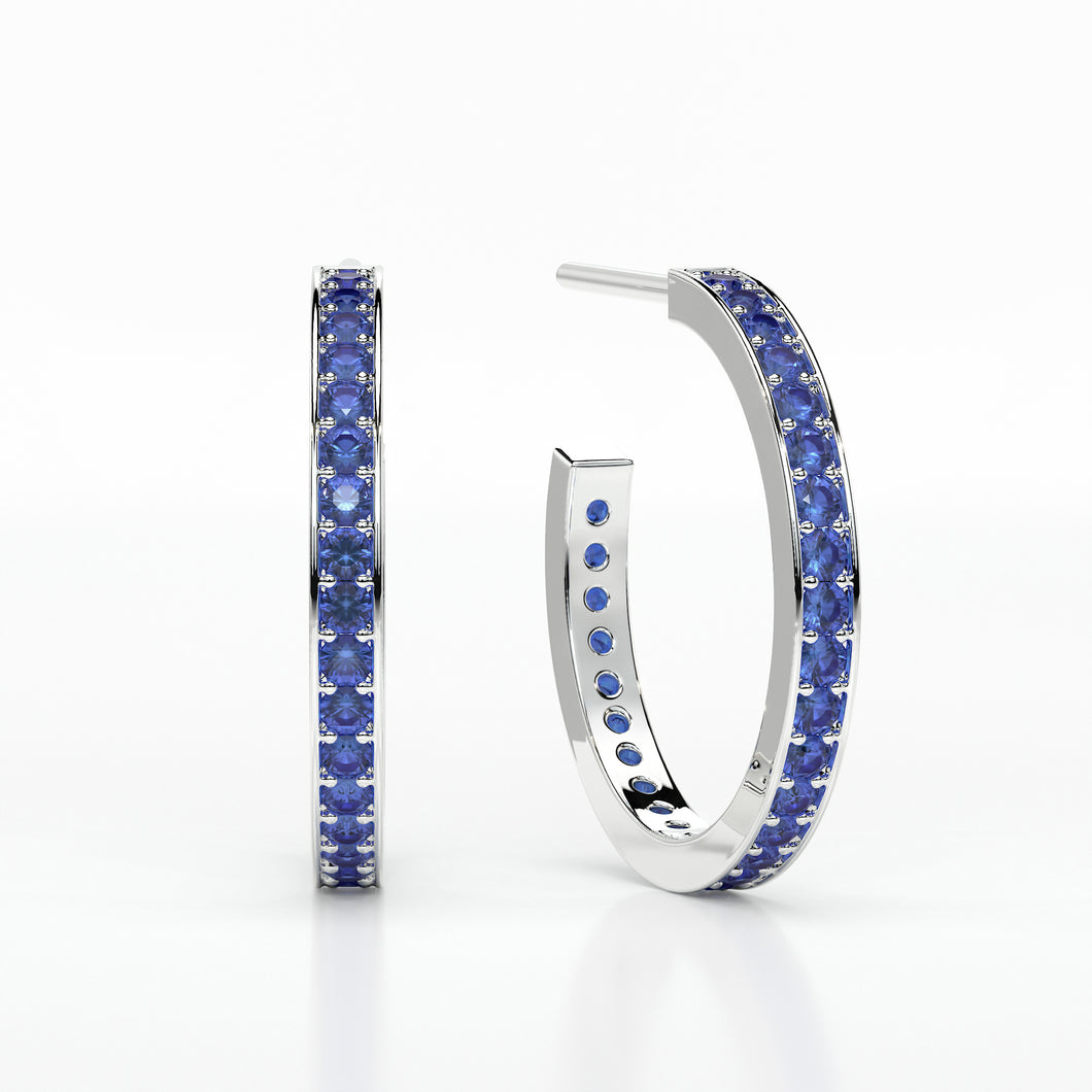 SAPPHIRE SMALL HOOP PAVE EARRINGS