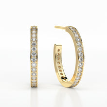 Load image into Gallery viewer, DIAMOND SMALL HOOP  PAVE EARRINGS
