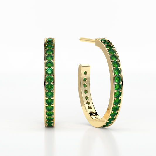 EMERALD SMALL HOOP PAVE EARRINGS