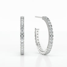 Load image into Gallery viewer, DIAMOND SMALL HOOP  CASTLE EARRINGS
