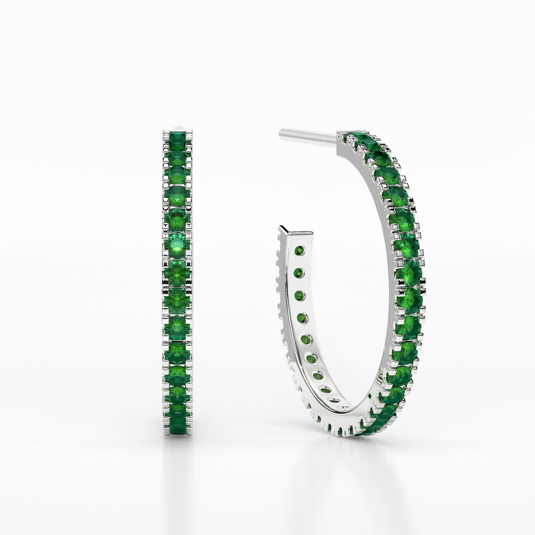 EMERALD SMALL HOOP CASTLE EARRINGS