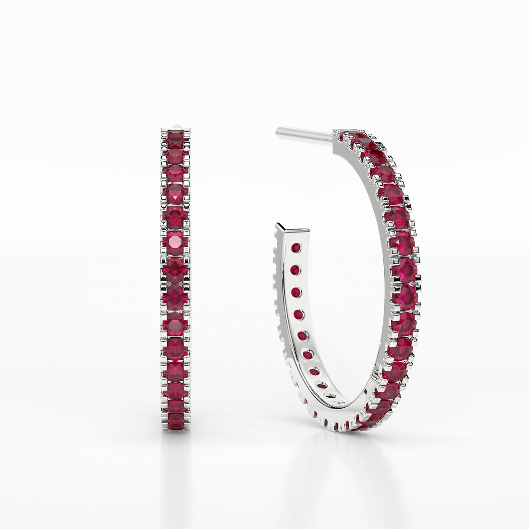 RUBY SMALL HOOP CASTLE EARRINGS