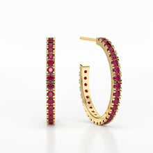 Load image into Gallery viewer, RUBY SMALL HOOP CASTLE EARRINGS
