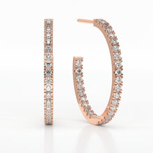 Load image into Gallery viewer, DIAMOND MEDIUM HOOP  CASTLE EARRINGS
