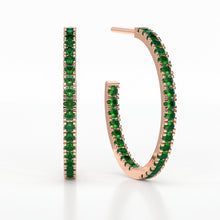 Load image into Gallery viewer, EMERALD MEDIUM HOOP CASTLE EARRINGS
