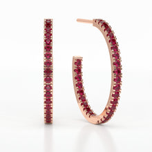 Load image into Gallery viewer, RUBY MEDIUM HOOP CASTLE EARRINGS
