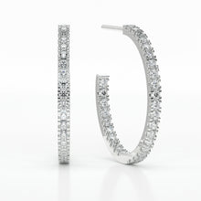 Load image into Gallery viewer, DIAMOND MEDIUM HOOP  CASTLE EARRINGS
