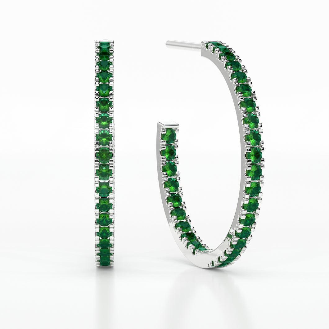 EMERALD MEDIUM HOOP CASTLE EARRINGS