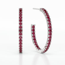 Load image into Gallery viewer, RUBY MEDIUM HOOP CASTLE EARRINGS
