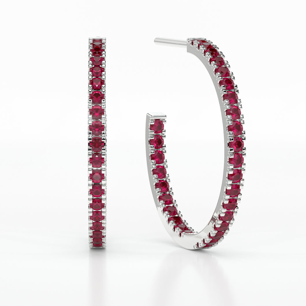 RUBY MEDIUM HOOP CASTLE EARRINGS