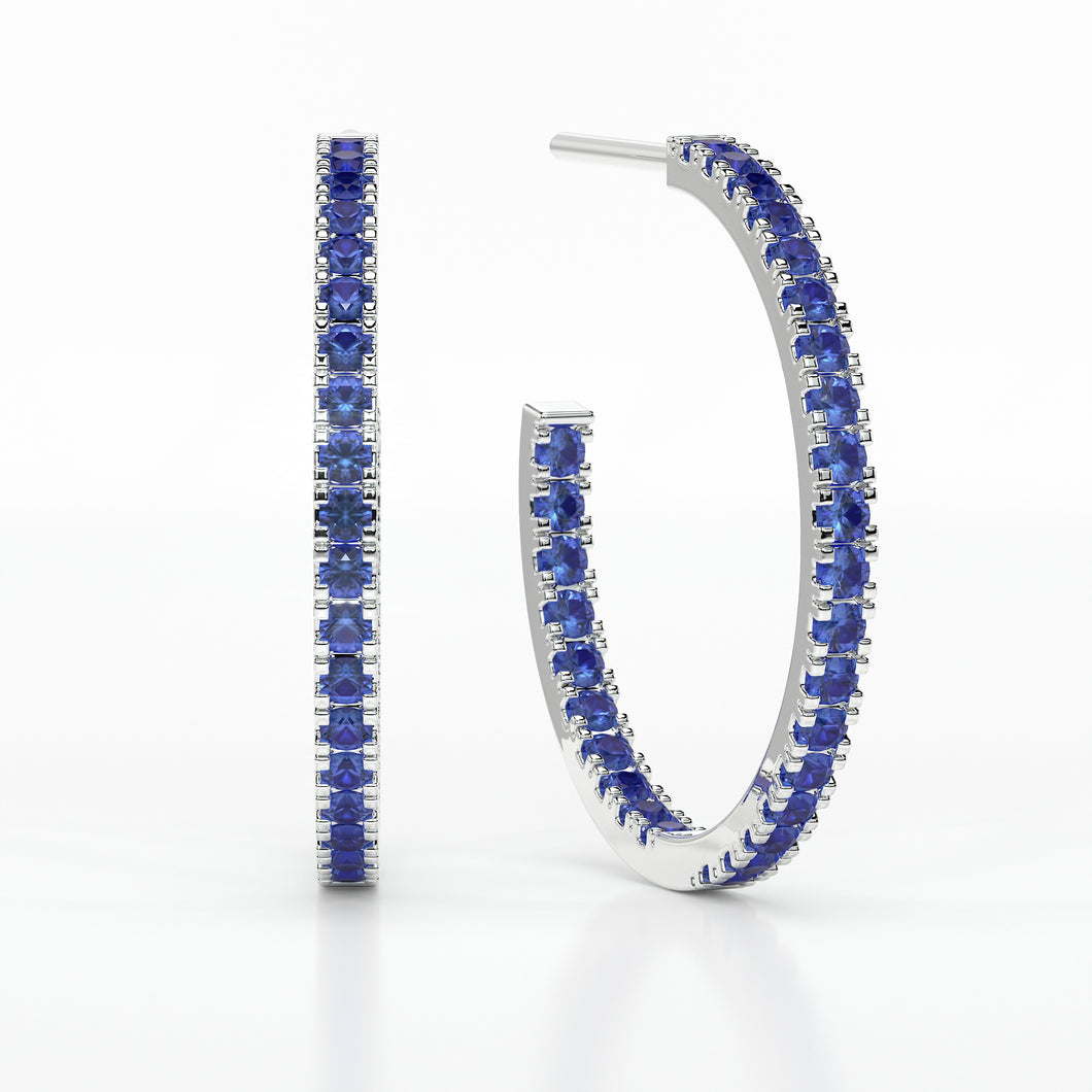 SAPPHIRE MEDIUM HOOP CASTLE  EARRINGS