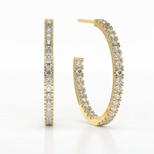 Load image into Gallery viewer, DIAMOND MEDIUM HOOP  CASTLE EARRINGS
