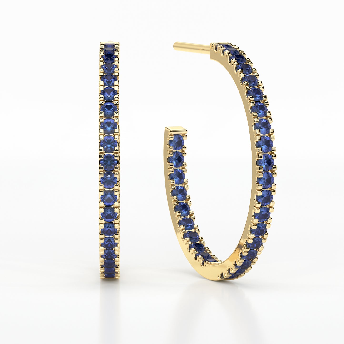 SAPPHIRE MEDIUM HOOP CASTLE  EARRINGS