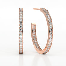 Load image into Gallery viewer, DIAMOND MEDIUM HOOP  PAVE EARRINGS
