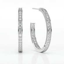 Load image into Gallery viewer, DIAMOND MEDIUM HOOP  PAVE EARRINGS
