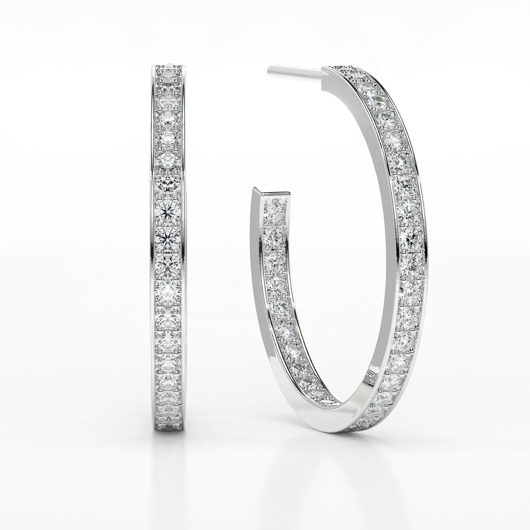 DIAMOND MEDIUM HOOP  PAVE EARRINGS