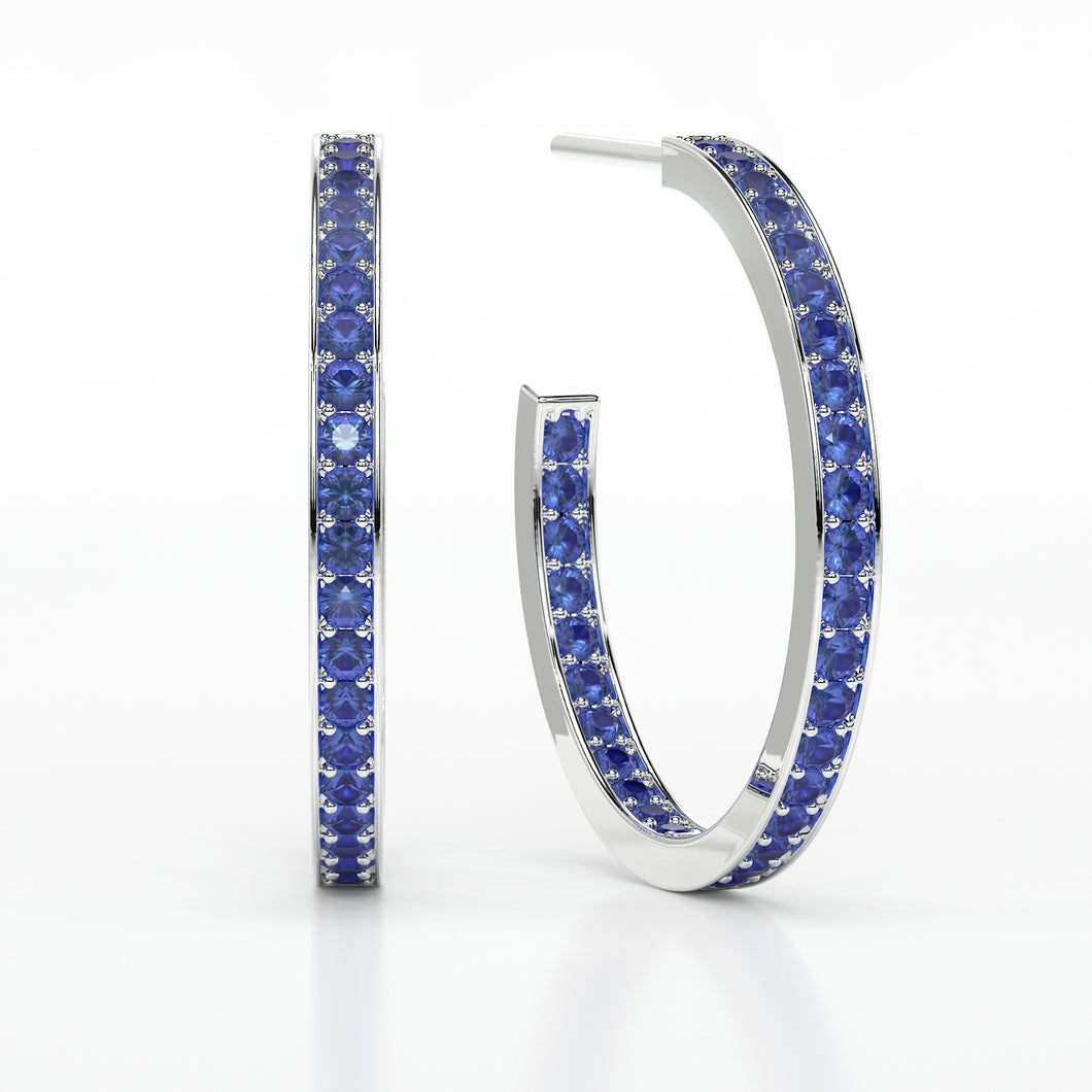 SAPPHIRE MEDIUM HOOP PAVE EARRINGS