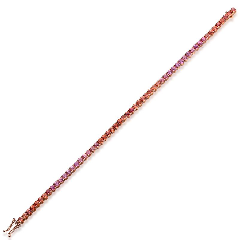 BRACELET PINK GOLD WITH SAPPHIRE PINK / ORANGE COLOR SHADE