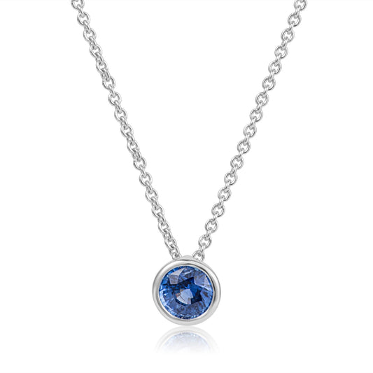 BLUE SAPPHIRE SOLITAIRE NECKLACE